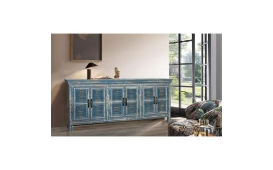 Aparador Rustico Azul Decape Oriental Decorado Arisves