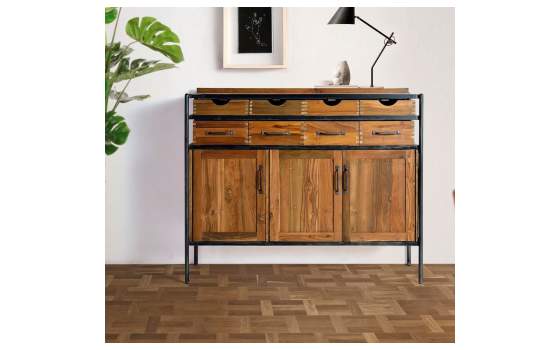 Aparador Rustico Industrial 8 Cajones 3 Puertas Adeatas
