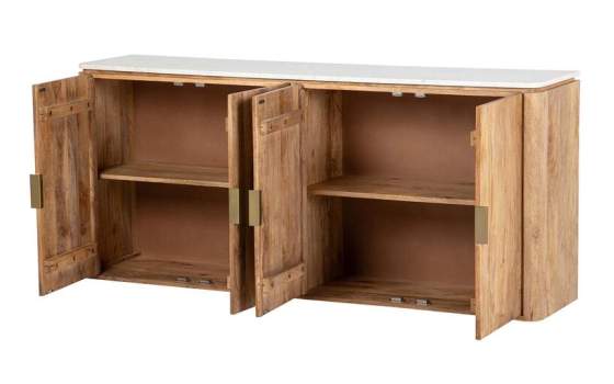 Aparador Rustico Madera Mango y Marmol Serie Felo