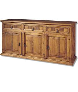 Aparador Rustico Mejicano 3 Puertas 3 Cajones Madera Maciza