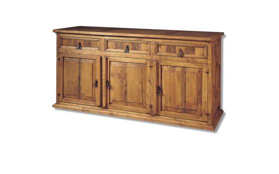 Aparador Rustico Mejicano 3 Puertas 3 Cajones Madera Maciza