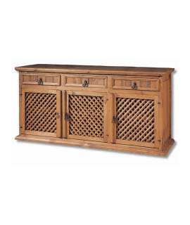Aparador Rustico Mejicano 3 Puertas Enrejadas 3 Cajones Madera