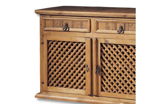 Aparador Rustico Mejicano 3 Puertas Enrejadas 3 Cajones Madera