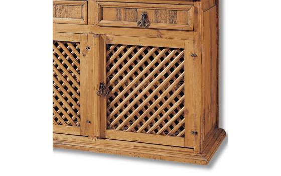 Aparador Rustico Mejicano 3 Puertas Enrejadas 3 Cajones Madera