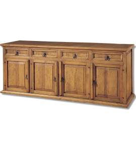 Aparador Rustico Mejicano 4 Puertas 4 Cajones Madera Maciza