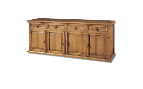 Aparador Rustico Mejicano 4 Puertas 4 Cajones Madera Maciza