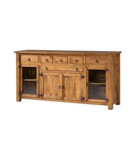 Aparador Rustico Mejicano 4 Puertas 6 Cajones Pino Macizo