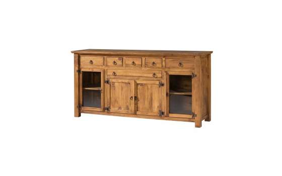Aparador Rustico Mejicano 4 Puertas 6 Cajones Pino Macizo