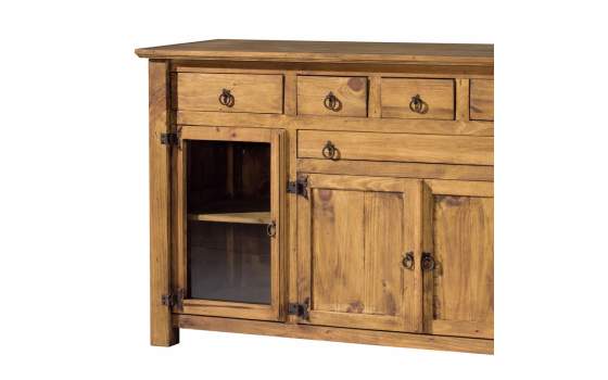 Aparador Rustico Mejicano 4 Puertas 6 Cajones Pino Macizo