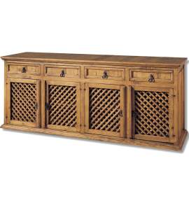 Aparador Rustico Mejicano 4 Puertas Enrejadas 4 Cajones Madera