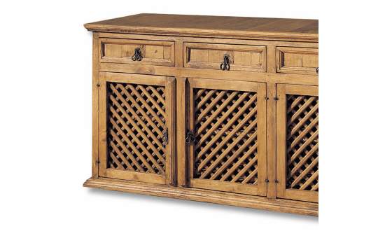Aparador Rustico Mejicano 4 Puertas Enrejadas 4 Cajones Madera