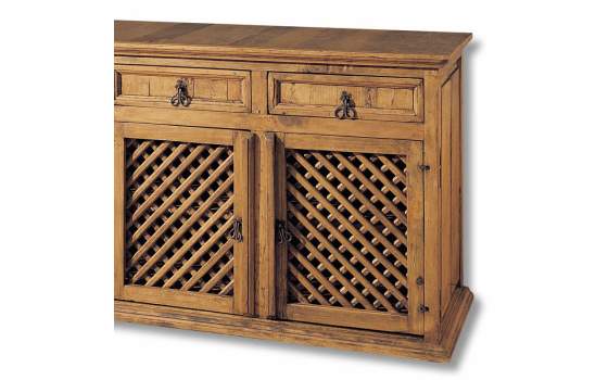 Aparador Rustico Mejicano 4 Puertas Enrejadas 4 Cajones Madera