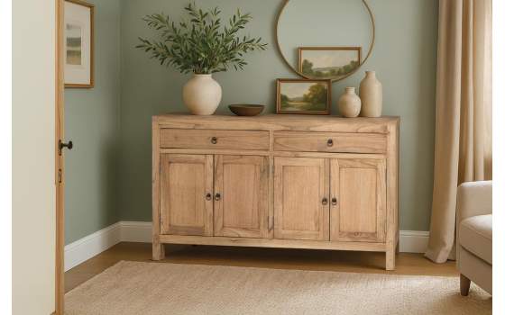 Aparador Rustico Mindi 2 Cajones 4 Puertas Serie Ammon