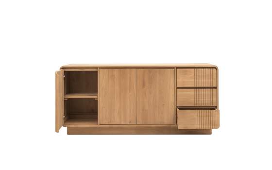 Aparador Salon 3 Cajones 3 Puertas Teca Natural Serie Eyre