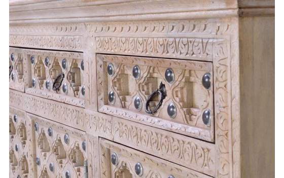 Aparador Salon 3 Puertas 3 Cajones Decape Blanco Alinda