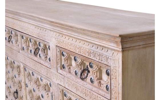 Aparador Salon 3 Puertas 3 Cajones Decape Blanco Alinda