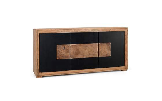 Aparador 3 Puertas Diseño Contemporaneo Negro Madera Adaniell