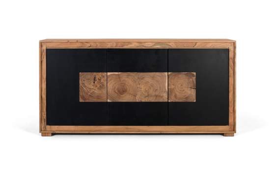 Aparador 3 Puertas Diseño Contemporaneo Negro Madera Adaniell