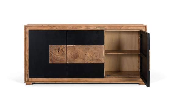 Aparador 3 Puertas Diseño Contemporaneo Negro Madera Adaniell