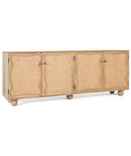 Aparador Salon 4 Puertas Rejilla Ratan y Madera Bargues