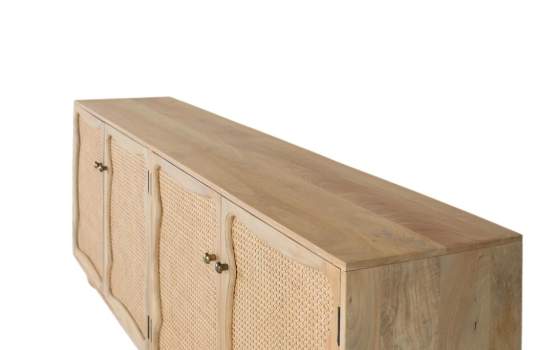 Aparador Salon 4 Puertas Rejilla Ratan y Madera Bargues