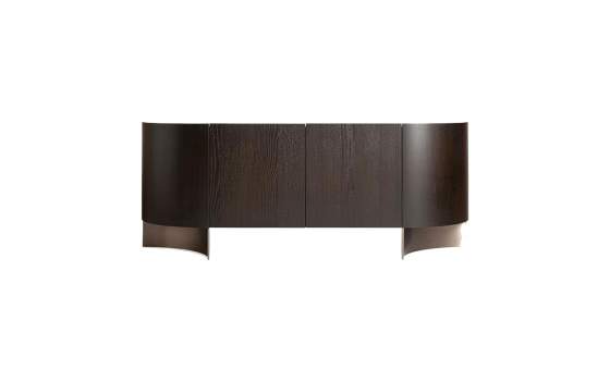 Aparador Salon Moderno 2 Puertas Roble y Acero Oro serie Neuvic