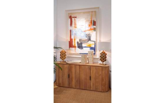 Aparador Salon Ovalado Madera Mango Maciza 4 Puertas Myra