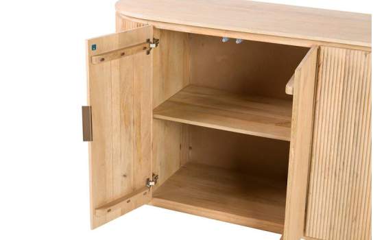 Aparador Salon Ovalado Madera Mango Maciza 4 Puertas Myra