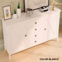 Aparador Salon Provenzal Blanco 2 Puertas Cruz 4 Cajones Adismu