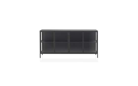 Aparador Vitrina Industrial 4 Puertas Metal Negro Darostes