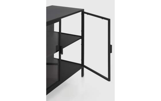 Aparador Vitrina Industrial 4 Puertas Metal Negro Darostes