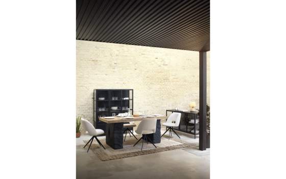 Aparador Vitrina Industrial 4 Puertas Metal Negro Darostes