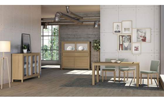 Aparador Vitrina Interior Blanco Roble Adott