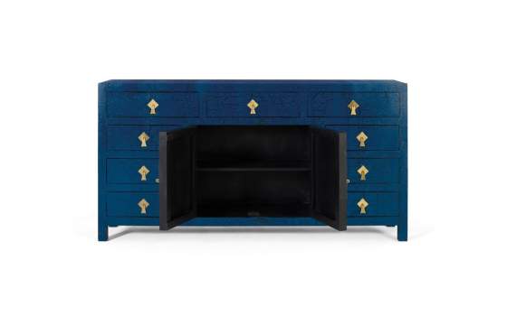 Aparador Zen Azul Distressed 9 Cajones 2 Puertas Serie Bassus Aparador Zen Azul Distressed 9 Cajones 2 Puertas Serie Bassus