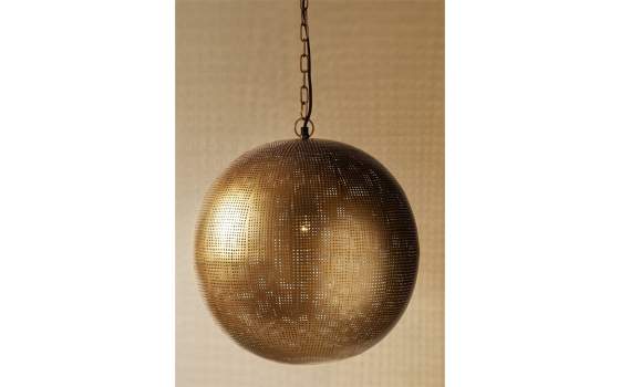 Lampara  Grande Redonda Estilo Oriental Oro Perforado Dagmar