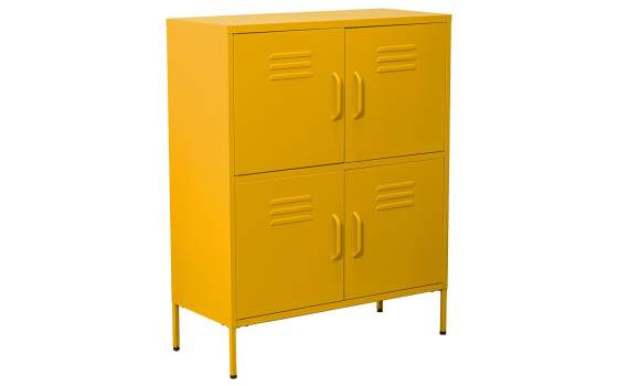 Archivador Metalico 4 Puertas Amarillo con Estantes Serie Akijar
