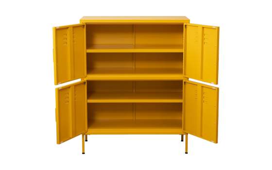 Archivador Metalico 4 Puertas Amarillo con Estantes Serie Akijar