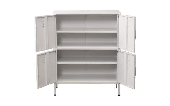 Archivador Metalico 4 Puertas Blanco con Estantes Serie Akijar