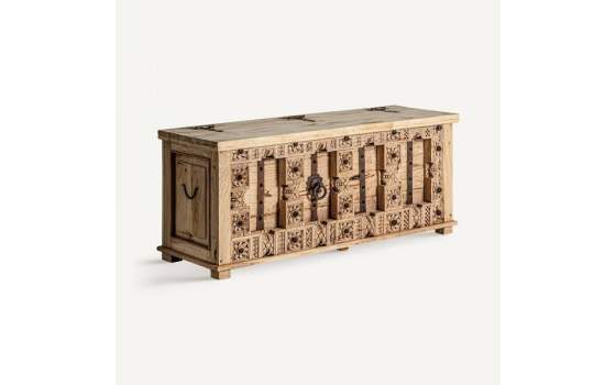 Arcon Baul Artesanal Rustico Tallado Serie Phalodi