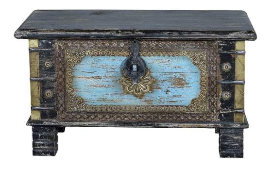 Arcon Pequeño Indio Decorado Azul Negro Decape Adeny