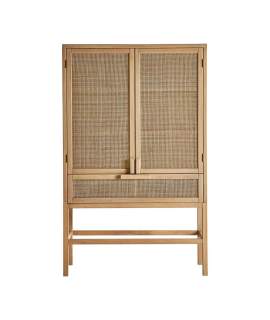 Armario 2 Puertas 1 Cajon Madera y Rattan Estilo Actual Bracke