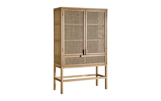 Armario 2 Puertas 1 Cajon Madera y Rattan Estilo Actual Bracke