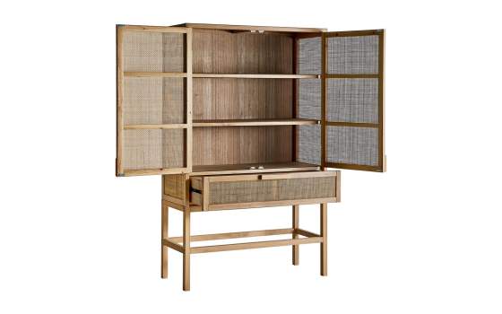 Armario 2 Puertas 1 Cajon Madera y Rattan Estilo Actual Bracke