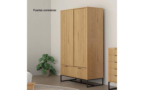 Armario 2 Puertas Correderas Diseño Actual  Natural Anube