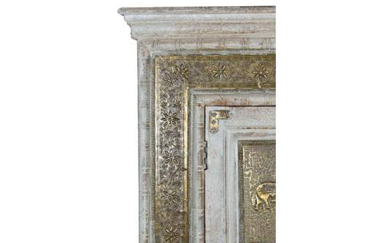 Armario 2 Puertas Craquelado Decape Blanco Bronce Banjala