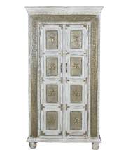 Armario 2 Puertas Craquelado Decape Blanco Bronce Banjala