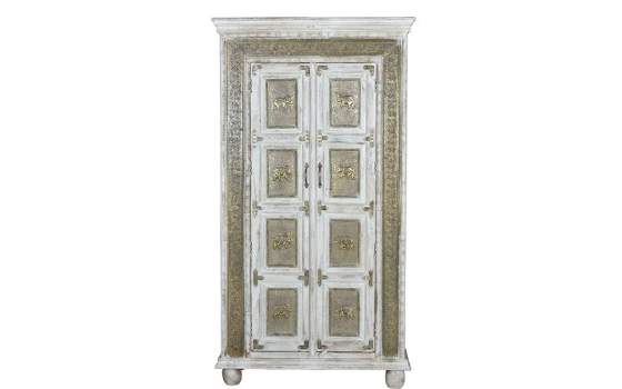 Armario 2 Puertas Craquelado Decape Blanco Bronce Banjala