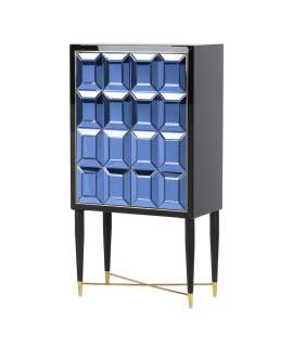 Armario 2 Puertas Diseño Cristal Madera Azul Negro Oro Egypt