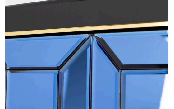 Armario 2 Puertas Diseño Cristal Madera Azul Negro Oro Egypt