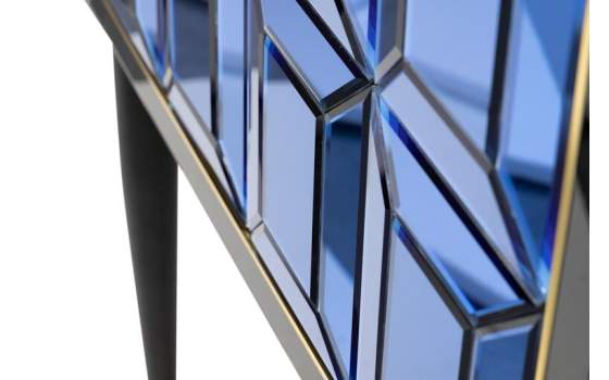 Armario 2 Puertas Diseño Cristal Madera Azul Negro Oro Egypt